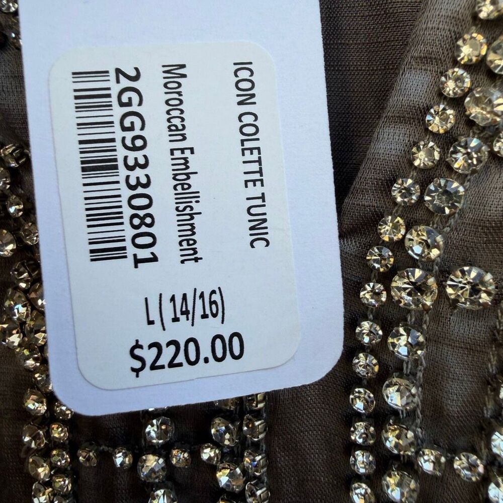 Soft Surroundings Icon Collette Moroccan Embellishment Tunic Top Gray Large NWT - Picture 8 of 16